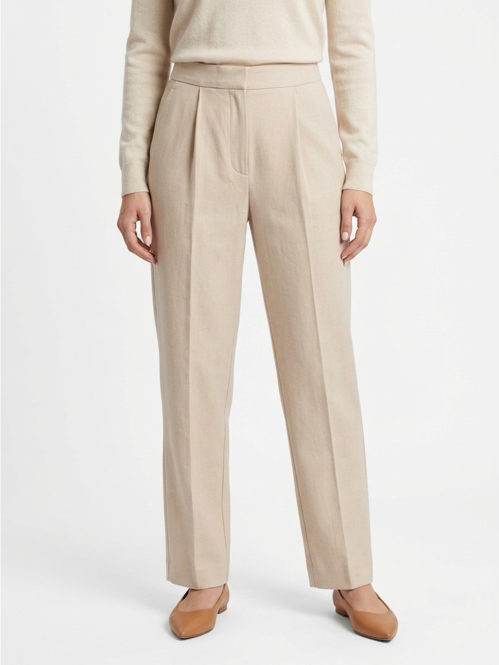 Wilfred Dashwood Pleated Trousers High Waist Crepe Beige 0